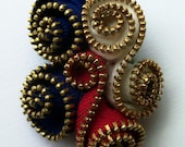 Red White and Blue Patriotic Nautical Abstract Brooch / Zipper Pin by ZipPinning - brass teeth - 2251