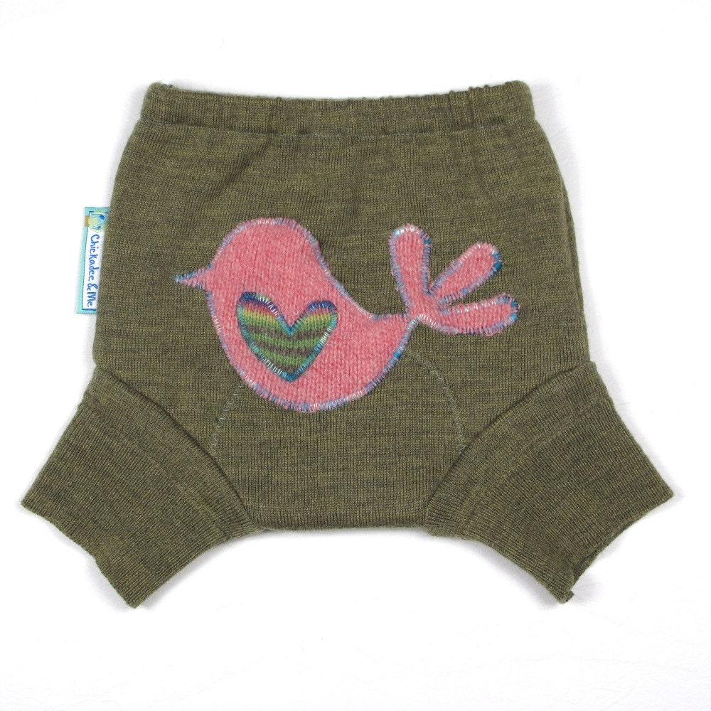 Wool Shorties Diaper Cover - CHICKADEE - Small 0-9M