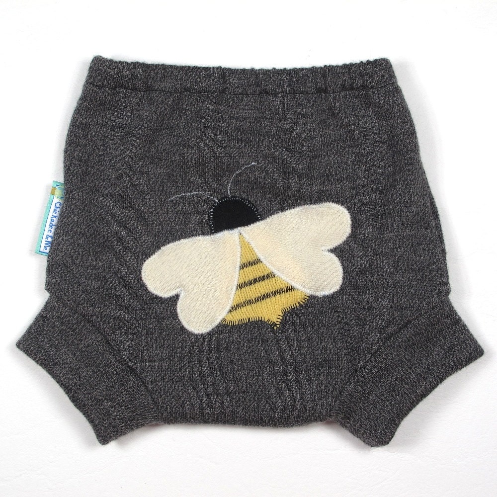 Wool Soaker Diaper Cover - HUNNY BEE - Large 18M-2T
