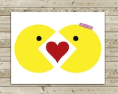 Pacman I Love You greeting Card -- Mr. and Mrs. Pacman