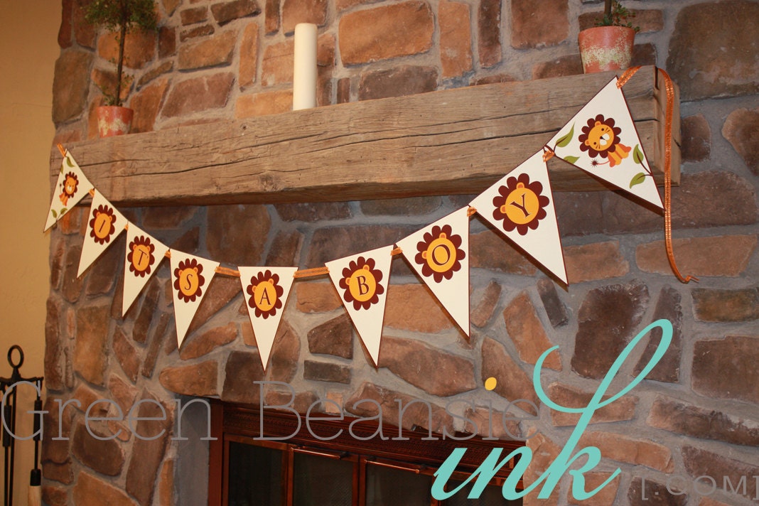 JUNGLE LION Baby Shower It's a Boy Printable Party Banner