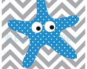Kids Wall Art- Chevron Starfish print