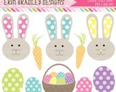 Easter Bunnies and Eggs Holiday Clipart Clip Art Personal & Commercial Use Il_170x135