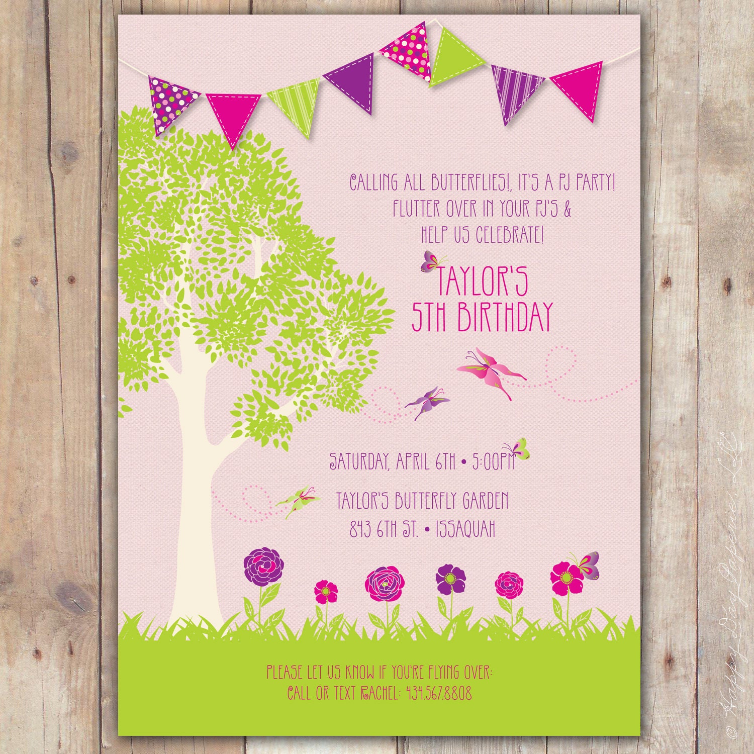 Butterfly Birthday - Custom DIGITAL Photo First Birthday Invitation Invite for Girl