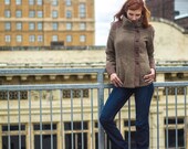Wool Jacket - Mixed herringbone and autumn plaid houndstooth, two tone wool coat