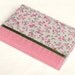 Fabric Journal - Little Roses - Handmade Fabric Cover A6 Notebook, Diary  - Pink Flowers on Light Green Grey and Gingham with Satin Ribbon