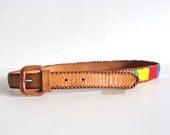 Vintage 1970s Colorful Ethnic Woven Leather Belt