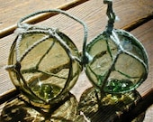 Glass Fishing Floats Collectibles, Summer Equinox Pair MARKS, Home Decor, Nautical Decor, Beach Cottage Decor, Coastal Decor, Fishing Decor