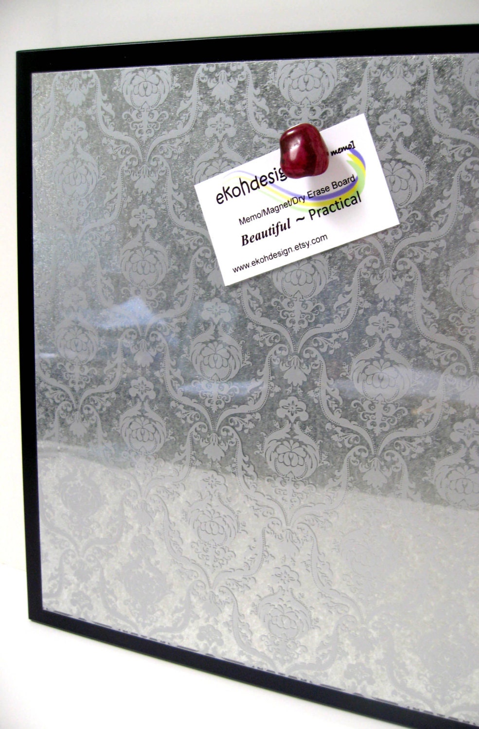 Brocade of Silver .. Magnet Dry Erase Steel Memo Board // wall art // housewarming gift // wall organization // office organizer