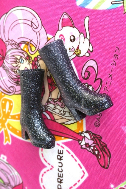 Blythe Black with silver glitter Side Zip Boots
