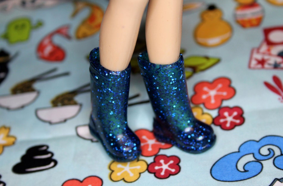 Blythe Royal Blue with Glitter Gumboots - Doll shoes