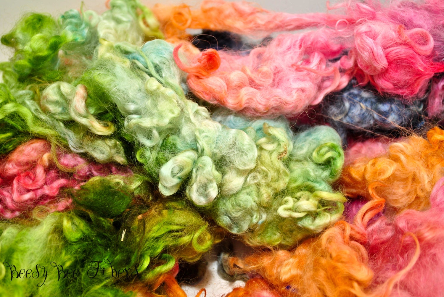 Hand dyed wool Wensleydale lambs fleece for spinning or felting - BITTERSWEET - 2 oz