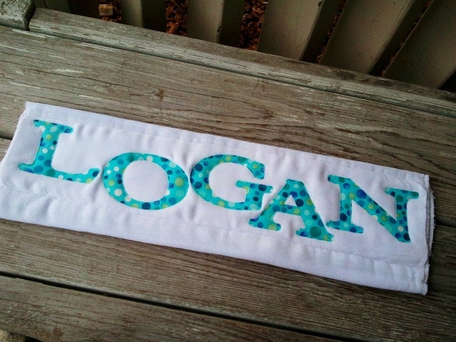 Personalized Burp Cloth with Baby's Name Blue Polka Dot