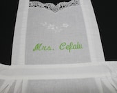 Personalized Name or Monogram Embroidered Cluny Lace Apron
