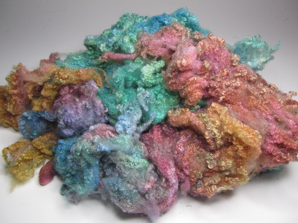 Summer Picnic, Hand Dyed  BFL Lamb Locks and Fleece, 4 ounce