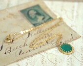 Birthstone Necklace, May Birthstone, Emerald Pendant, Vintage Style 14k Goldfilled Necklace