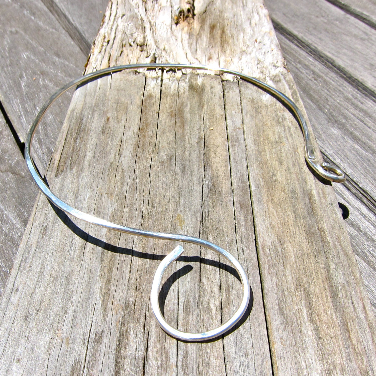 Hammered, Asymmetrical, Argentium Sterling Silver Neck Ring