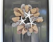 flip flop starfish burlap wreath beach lovers beach house nautical summer decor housewarming gift for her