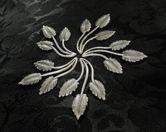 5pcs Three Leaf Spray Antique Silver Stampings 37mm