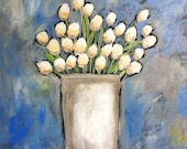 Pretty white flowers in a pot Original Painting