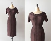 vintage 50s dress / 1950s dress / Espresso sheath dress