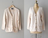 cream slouchy sweater / 1980s oversized sweater / Loomed cardigan