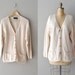 cream slouchy sweater / 1980s oversized sweater / Loomed cardigan