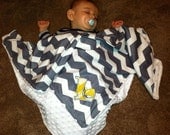 Baby Girl or Boy Reversible Blanket with Minky Personalized Monogram Name and Initial Appliqué You Choose Fabrics