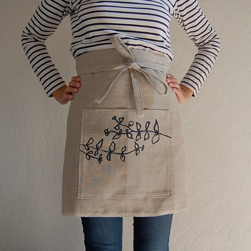 mint apron - natural/navy
