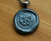 Butterfly Wax Seal Tunic Pendant in Pewter and Gunmetal