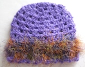 Crocheted purple baby hat with Italian fiber