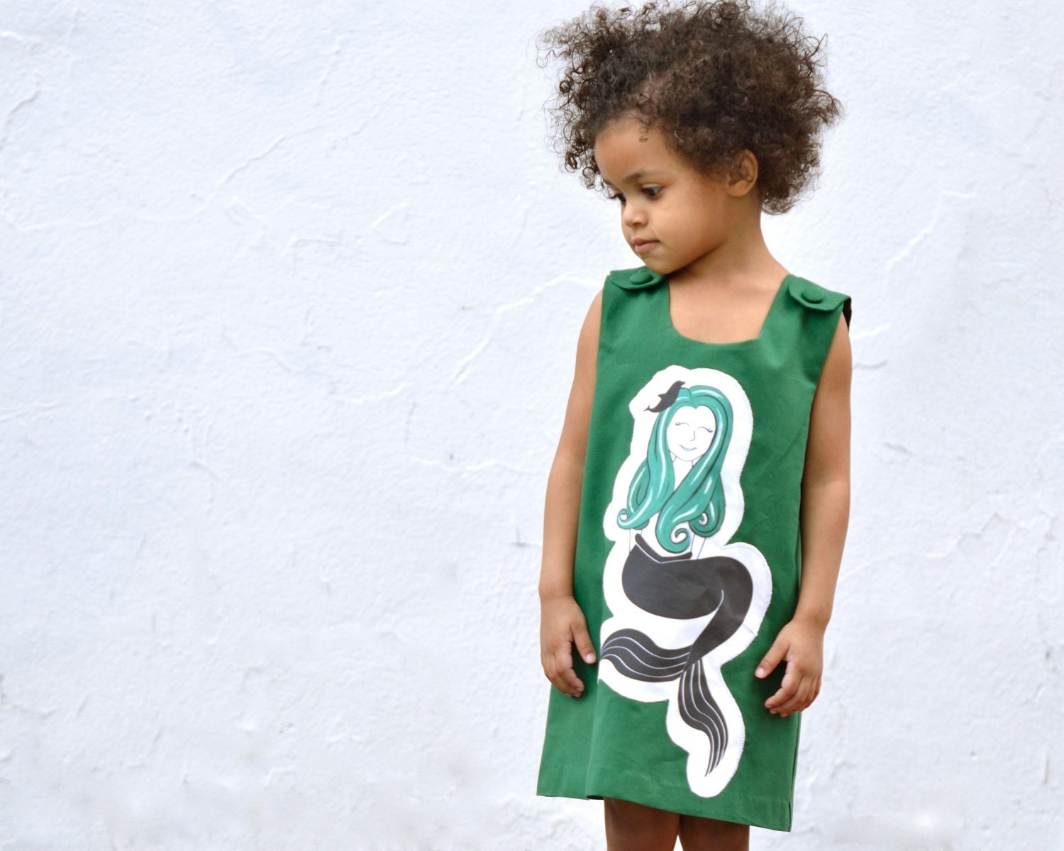 Mermaid Girls Dress - Toddler Baby Dress in Emerald Green - Eco Friendly Nautical Summer Kids Fashion (Ready to Ship in 2T)