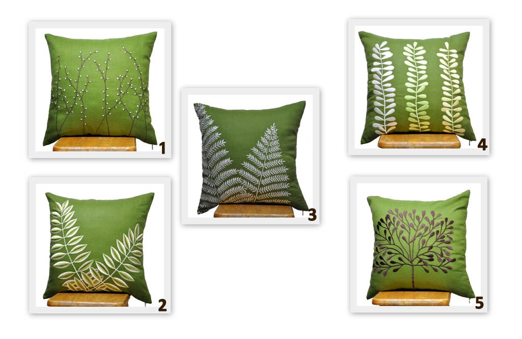 Green Pillow Cover, Set of 2 Decorative Throw Pillow Cover 18x 18, Green Linen Couch Pillow Cover, Pillow Accent Green, CHOOSE THE DESIGNS