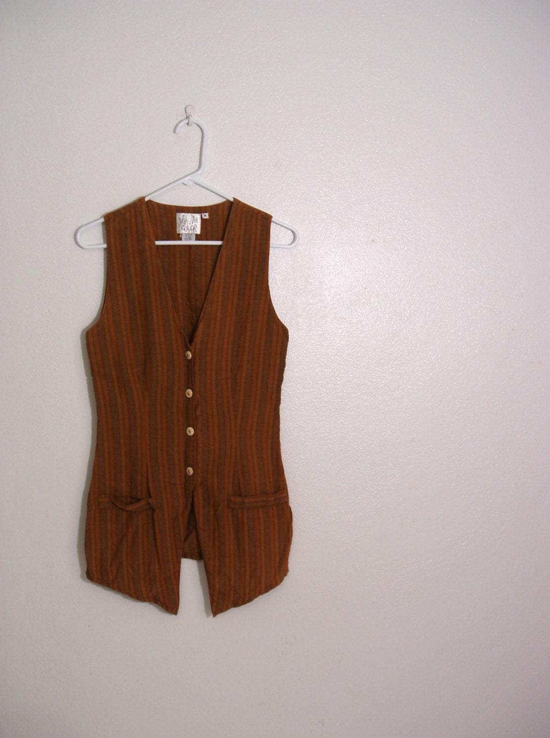 Vintage 90's earthy striped button up vest