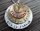 Personalized hand stamped pendant- 4-stack silver, copper and brass- mommy jewelry poem inspirational