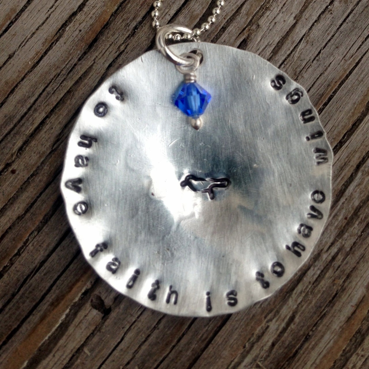 Sterling silver charm pendant- hand stamped- 1/18 inch size custom pendant