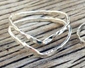 Stacking ring handmade from fine silver skinny stacker ring- ONE ring chevron or round shape made to order in your size