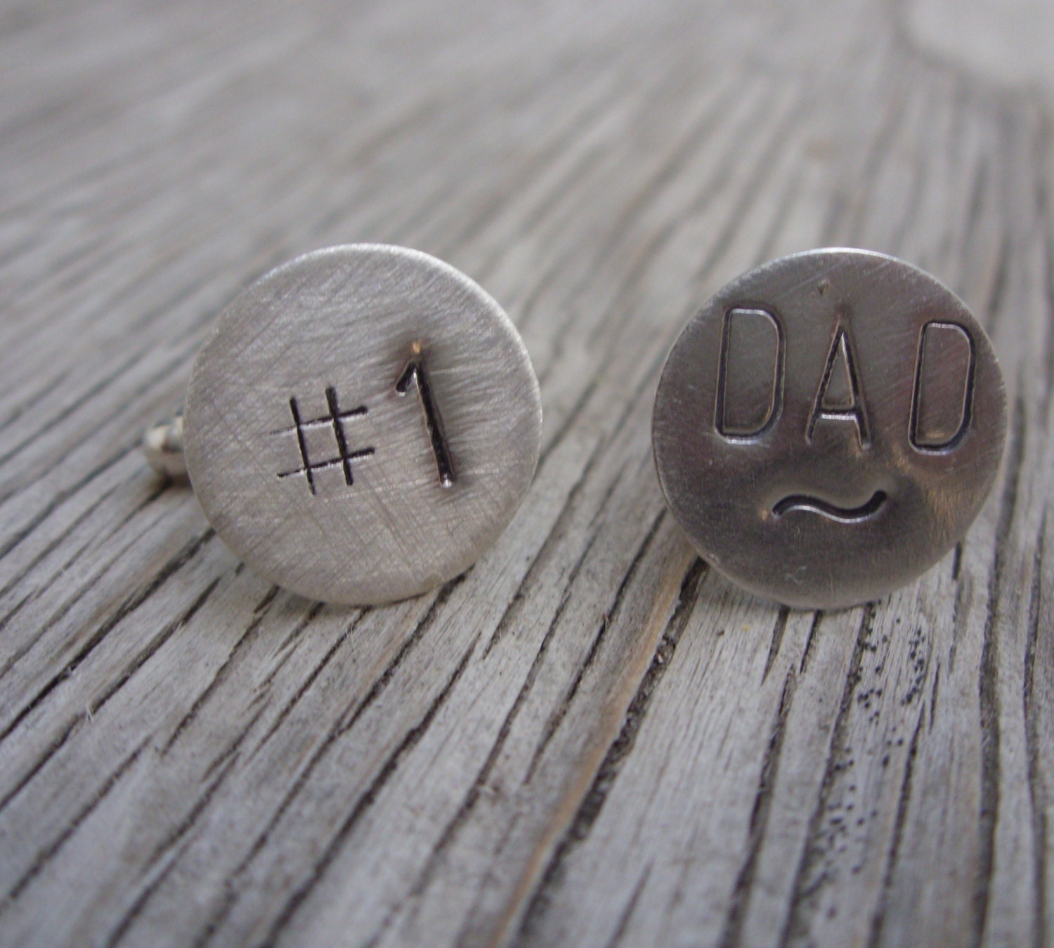 Hand stamped sterling silver cuff links 5/8 inch stamped with number 1 DAD ready to ship gift for him