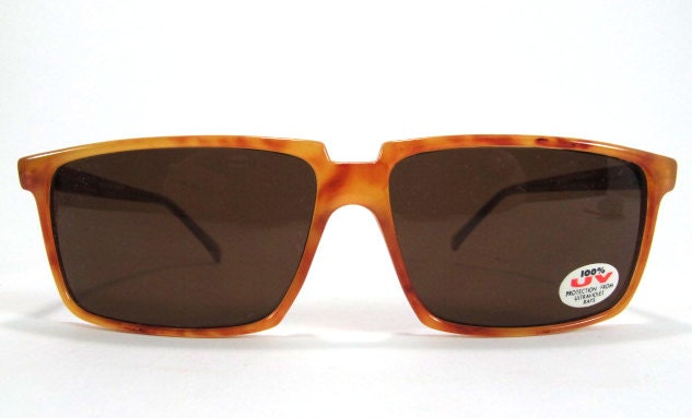 Vintage 80s NOS Rectangular Tortoise Sunglasses Locs