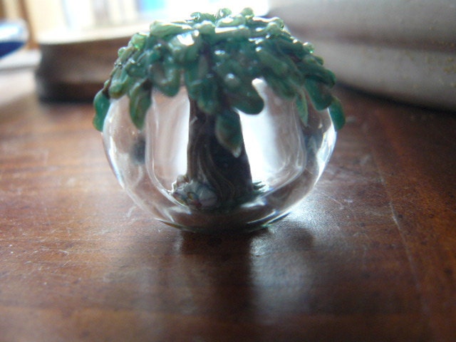 Sale Lampwork focal bead - Tree in a Bubble (with rainbow flowers)