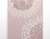 Baby Girl Nursery Art - Pink and Brown Textured Flower Canvas Art - Small Modern Painting 20X24 - IN STOCK