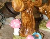 Fairy Garden Mail Box for your Fae garden Terrarium  sized miniature ceramic -  pink  amanita Glazed