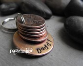 Lucky Us Copper Keychain with five  lucky pennies