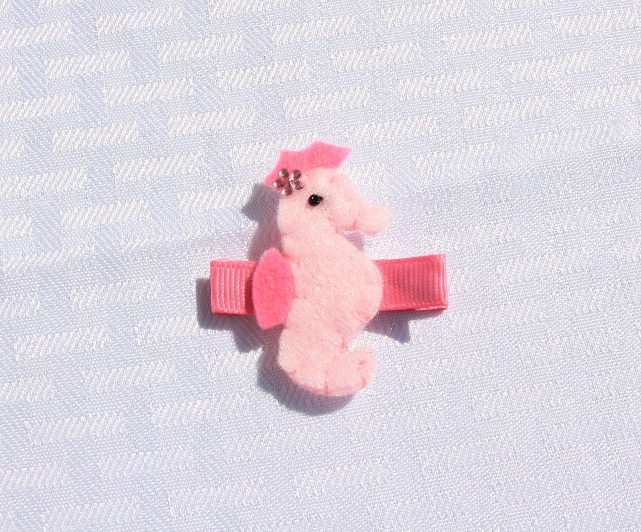 SALE-- Sara the Seahorse Clippie, Pink Beach Theme Hair Clip