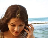 Chain Headpiece Headband  Hair Piece Bohemian Drop Bronze Chain Drape Hipster Boho Hippie Bridal Statement Jewelry