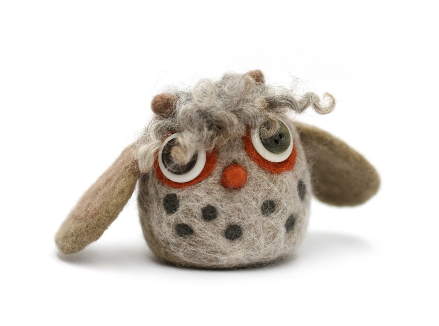 Owl Needle Felted Woodland Sculpture Pin Cushion Handmade Out Of Wool With Button Eyes Great Gift For Owl Lover - READY TO SHIP
