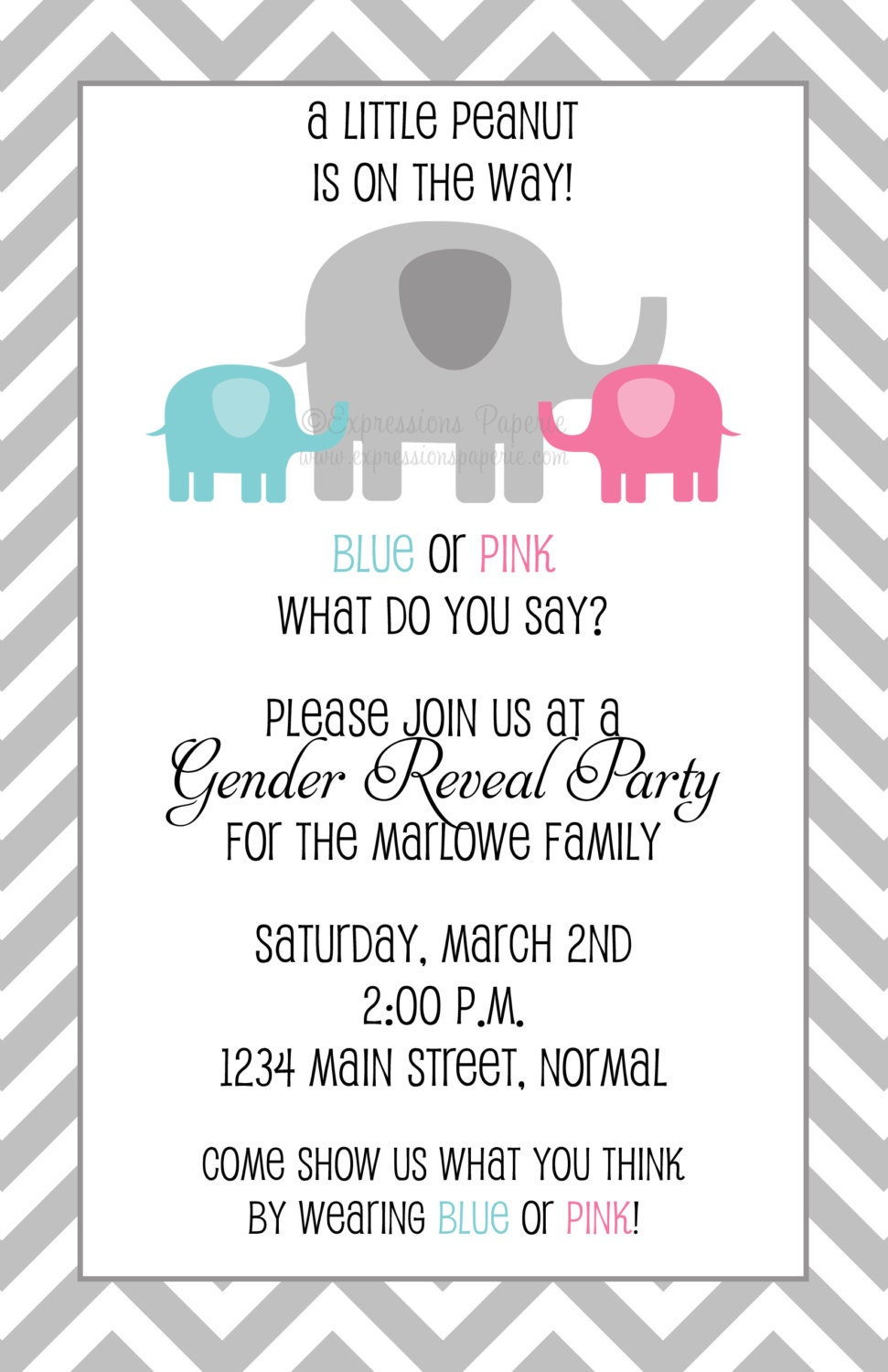 Elephant Gender Reveal Baby Shower Invitations Il_170x135