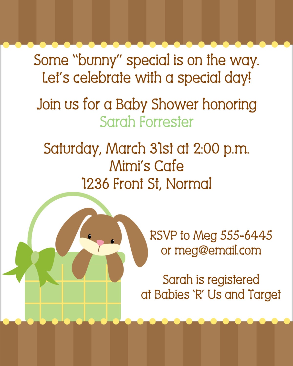 Green Easter Bunny Baby Shower Invitations Il_170x135