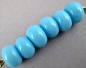 Set of 6 Handmade Lampwork Glass Beads by Patti Cahill, sra -- Lime or Light Blue