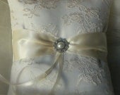 Ring Bearer Pillow Wedding Ivory Satin And Lace Ringbearer Pillow